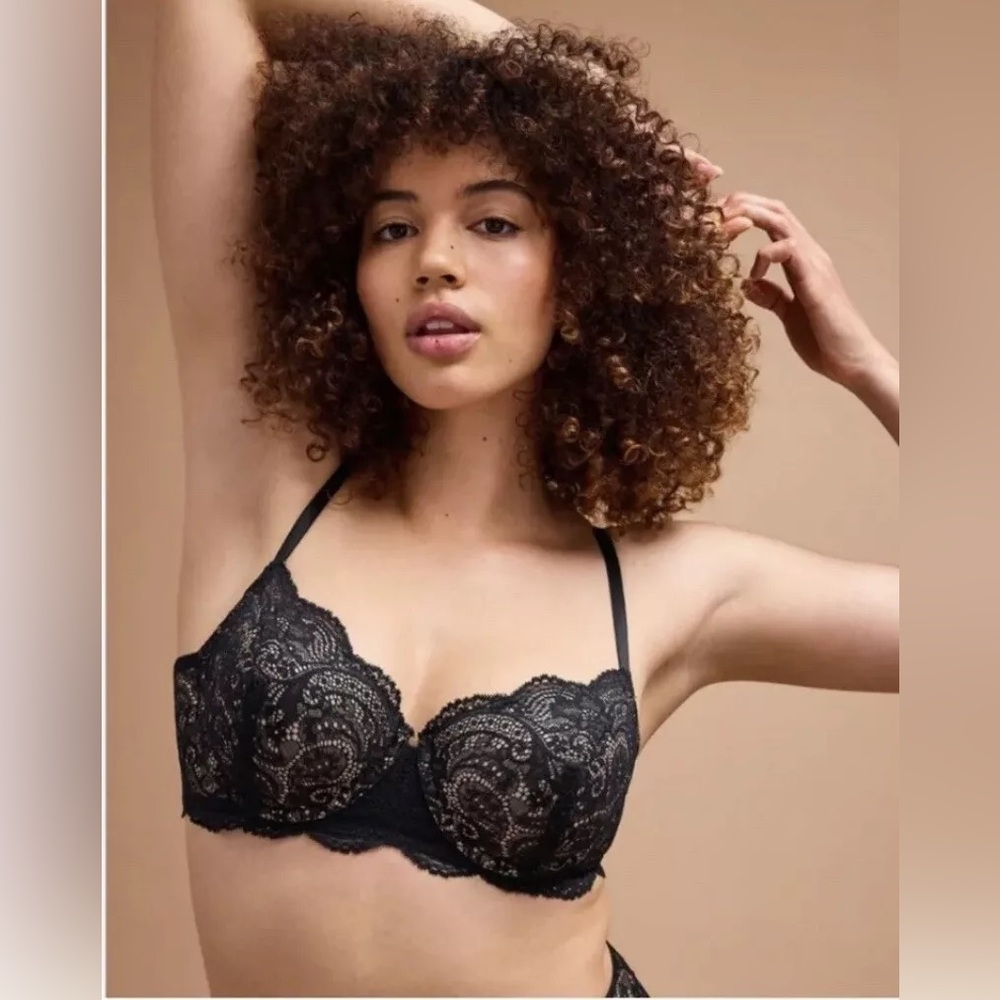 ThirdLove 24/7 Lace Balconette Bra - size 38D black